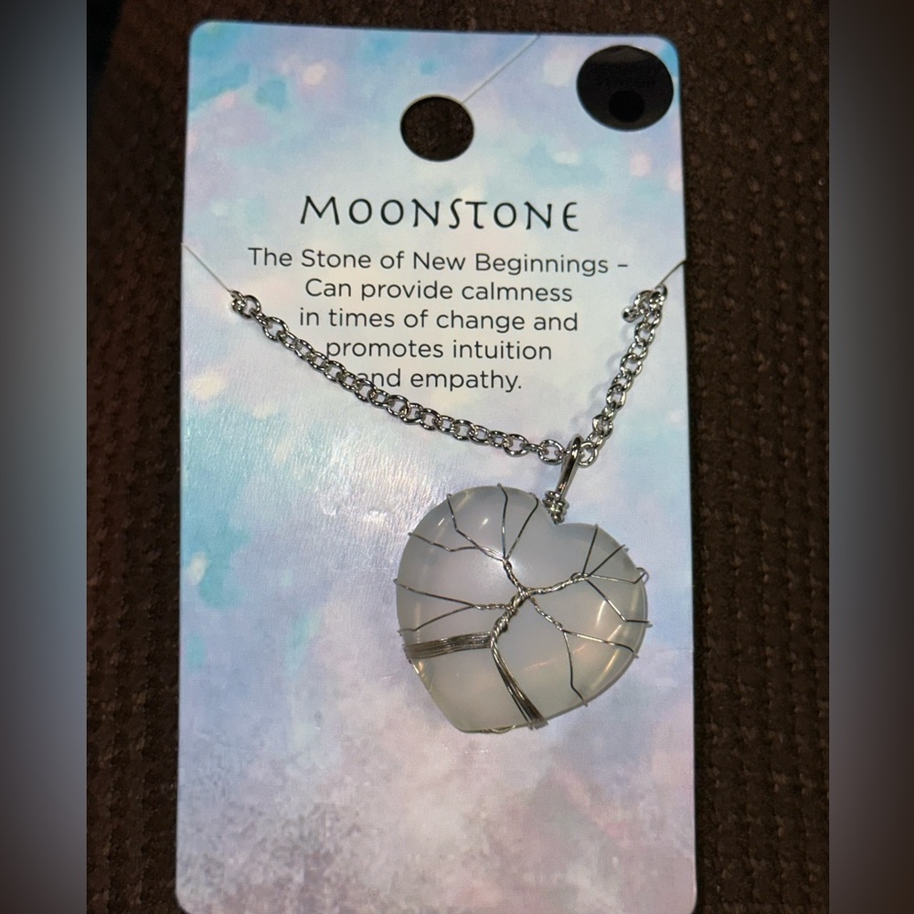 Moonstone wire wrapped tree of life necklace